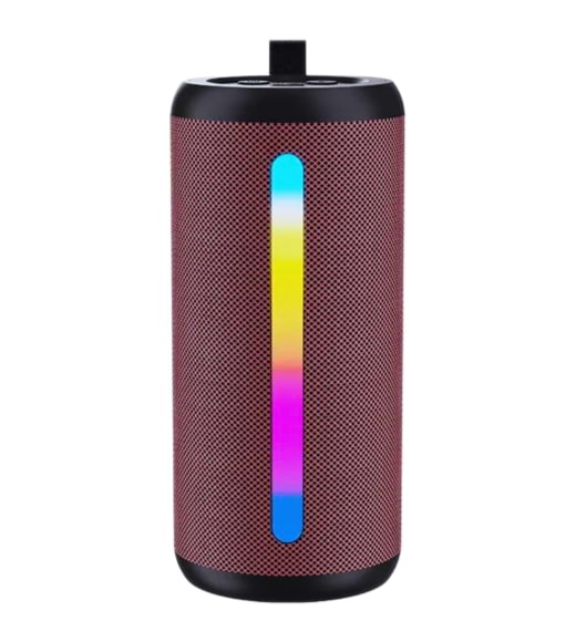 Caixa de som bluetooth portátil com luz LED colorida, ideal para revenda e uso diário.